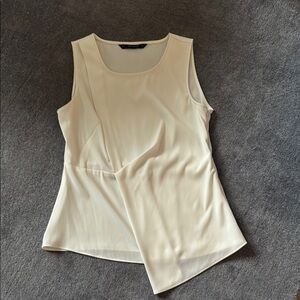 Zara Cream Asymmetrical Sleeveless Top